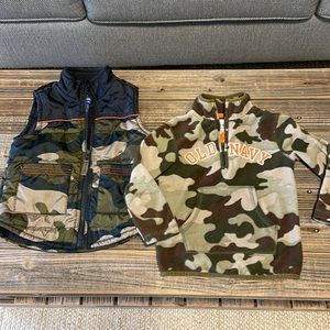 Boys 3T Cammo Vest and Fleece Pullover